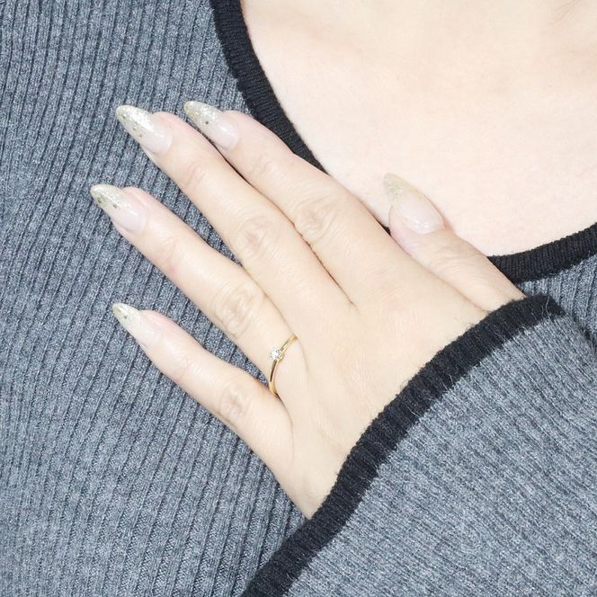 K18 ハート枠 0.10ct ダイヤモンドリング　BQ-211