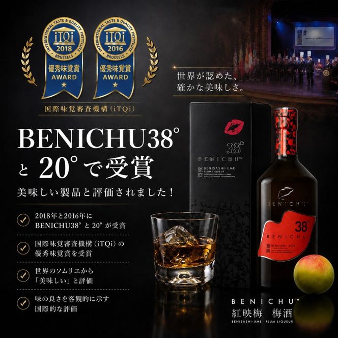 梅酒 BENICHU38° 750ml お酒 酒 梅 リキュール アルコール 無糖 甘くない梅酒 高評価 ギフト プレゼント 贈答 贈答品 贈り物 家飲み 宅飲み 晩酌 うめしゅ うめ ウメ 福井県 福井 若狭町 若狭