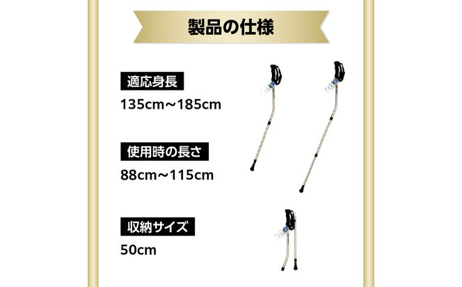 【R17034】ウォーキングポール Issoku-CHO（1足長） シャンパンゴールド 2本1セット
