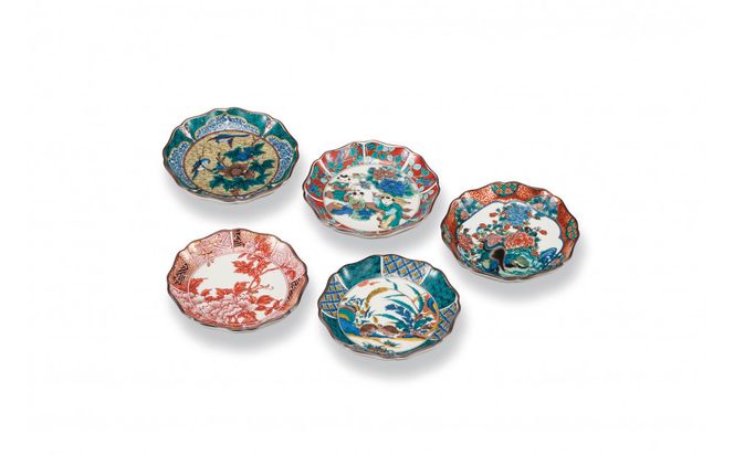 九谷焼 3.5号皿揃 歴代画（5枚セット） a01 焼き物 民芸品 工芸品 172111_CY3111