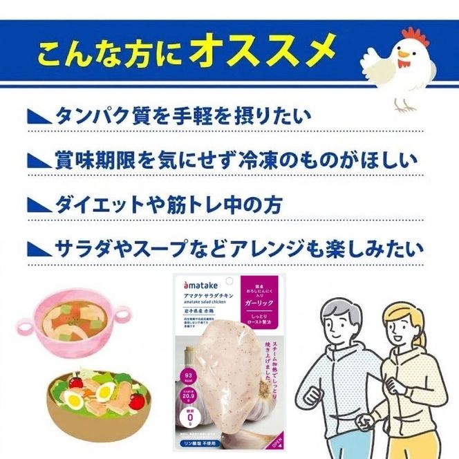 【6ヶ月/定期便】 サラダチキン ガーリック味 10個  6回 リン酸不使用 冷凍 鶏肉 サラダ スパイス お弁当 おかず  [amatake043-6k]