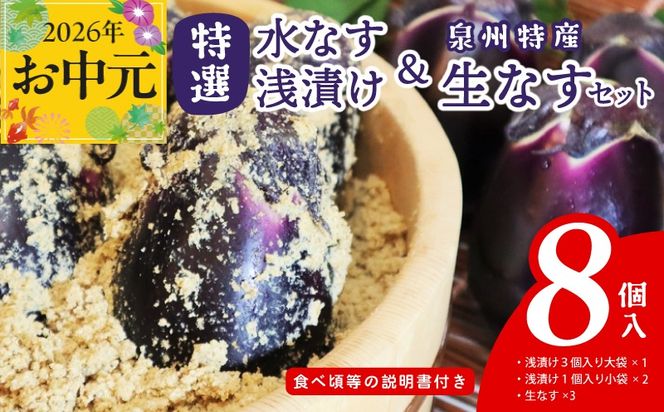 099H4578t 【お中元対応】 特選水なす浅漬け＆生なす 8個入り