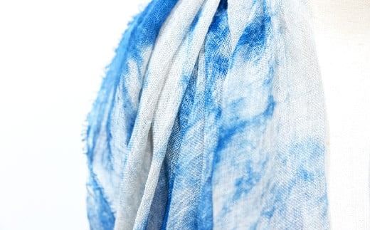 石垣島の藍染工房 島藍農園 大判リネンストール（マダラ） KB-168-mada