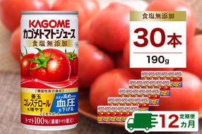 ns001-019　【定期便12ヵ月】カゴメ　トマトジュース　食塩無添加　190g缶×30本 1ケース 毎月届く 12ヵ月 12回コース【 栃木県 那須塩原市 】