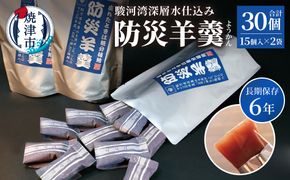 a08-009　災害 備蓄 6年保存 羊羹 2袋30個 防災 保存食 非常食 菓子 焼津