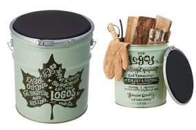 ヴィンテージペールCAN キャンプ 雑貨 LOGOS コラボ ロゴ入り アウトドアグッズ インテリア スチール製 容量18L 小道具 使用前の炭 収納 スツール 荷物入れ 小物入れ 