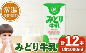  みどり牛乳(計12L・1000ml×12本)常温 保存 ミルク 生乳 長期保存 ロングライフ 乳製品 防災 備蓄 大分県 佐伯市【GT02】【九州乳業株式会社】