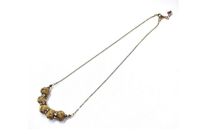 組紐ネックレスミニ小田巻5個金 hrkz0022-1