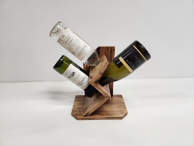 木製ワインラック ～波状型スタンド～（3本立て型）