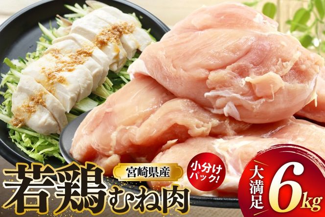 鶏肉 むね肉 若鶏 鶏むね肉 6kg [ミヤケイフード 宮崎県 美郷町 31bp0017] 鶏むね 鶏胸 むね 冷凍 小分け