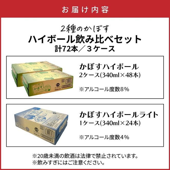 2種のかぼすハイボール飲み比べセット かぼすハイボール2ケース・かぼすハイボールライト1ケース_2827R