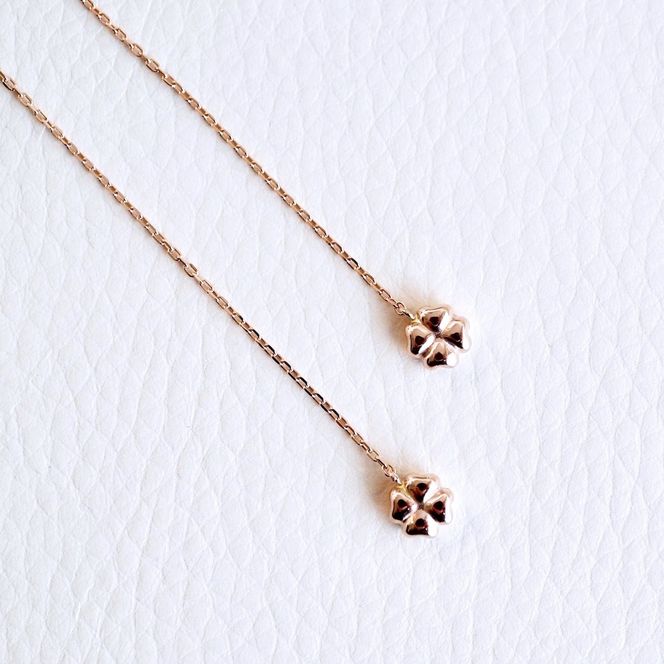 K18PG(18金) ローズゴールド 地金 クローバー チェーン ピアス シンプル 幸運 希望 幸福 愛情 健康 保証書付 KO-0072 242-036-c