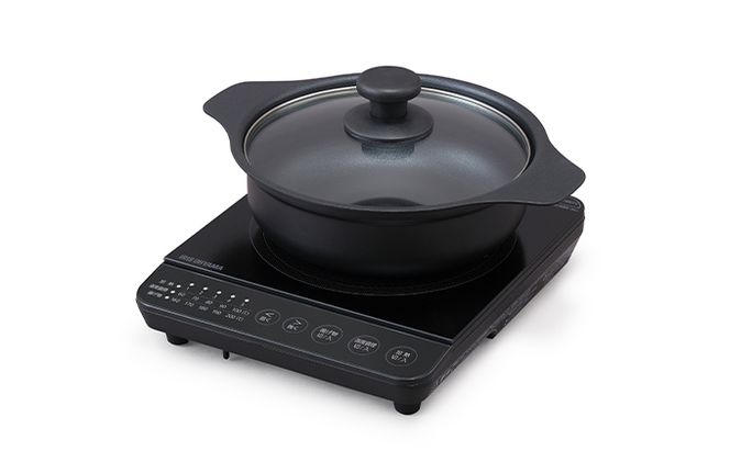 IHクッキングヒーター 鍋セット IHKP-T39124-B ブラック 卓上 1400W コンロ IHコンロ コンパクト 火力 鍋 加熱 揚げ物 アイリスオーヤマ 調理家電 キッチン家電 