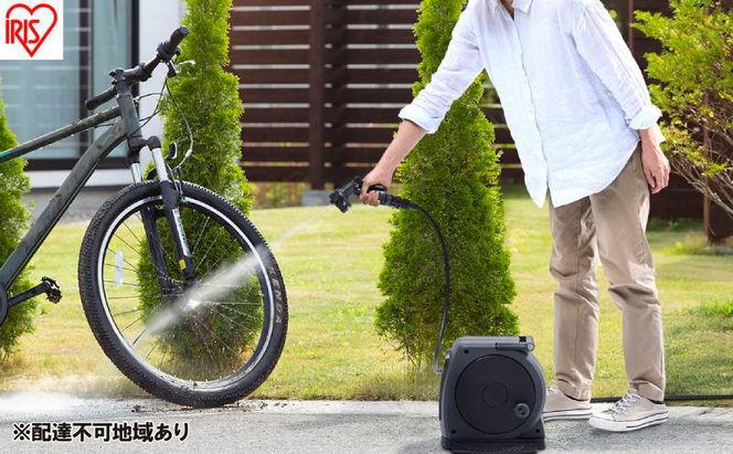 フルカバーホースリールJET 10M FHJー10 ダークグレー/ブラック ホース ホースリール 散水ホース 水まきホース 10m フルカバー カバー付き 水やり 水撒き 散水 ガーデニング 家庭菜園 洗車 掃除 アイリスオーヤマ  新生活