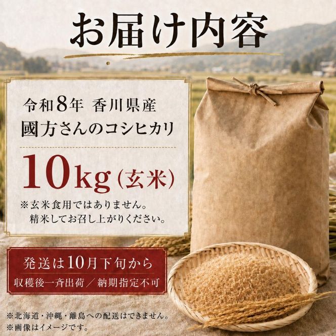 令和8年新米　 國方さんの「コシヒカリ」10kg（玄米）米 玄米 コシヒカリ