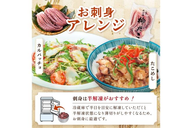 しらぬか産柳だこ(600g)と珍味(まんまの三杯酢・まんまの塩辛)の計3種セット