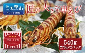 【上天草ブランド認証品】 匠の大きな車えび【活き締め急速冷凍】 270g×2パック(合計10尾～14尾) 車海老 刺身 車えび えび 車エビ エビ