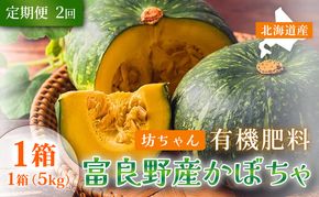 【定期便2ヵ月】秋の味覚 北海道産 小玉カボチャ 坊ちゃんカボチャ 無選別 5kg×1箱 全2回｜北海道富良野市 9～10月発送 野菜 料理用 家庭用 シェア用 ホクホク 濃厚 甘い 黒皮カボチャ かぼちゃ 坊ちゃんかぼちゃ