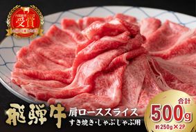 飛騨牛　肩ローススライス（すき焼き・しゃぶしゃぶ用）500g（250g×2）　【0016-111】