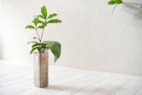 Hiwairoフラワーベース　赤　花器　花瓶　高さ21cm×9cm×6cm〈花器 花瓶 工芸品 雑貨 日用品 シンプル 上品 透明度 光彩 おしゃれ ガラス〉 