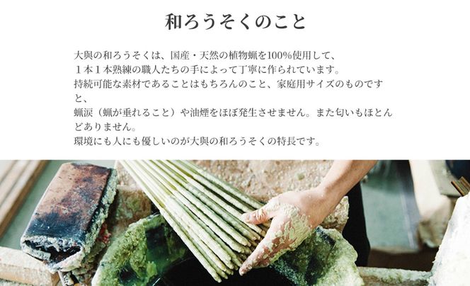 【L-950】大與　和ろうそく ROCKAKUセット　～米ぬかろうそくROCKAKU（10本入り）・ROCKAKU六角豆皿・ROCKAKU六角火消しサクラ～［高島屋選定品］