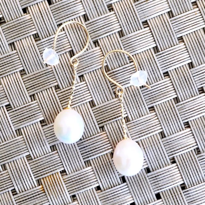 K18 18金 イエローゴールド 揺れる パール ピアス 保証書付 KO-0061 SWAD091