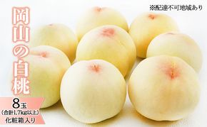 桃 2026年 先行予約 岡山 の 白桃 8玉（合計1.7kg以上）化粧箱入り もも モモ 岡山県産 国産 フルーツ 果物 ギフト デザート 上品な甘み とろける 産地直送 