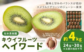 キウイフルーツ ヘイワード 約4kg 24玉 ～ 30玉 松本果樹園 《12月中旬-1月末頃出荷》茨城県 結城市 キウイ きうい グリーンキウイ 果物 フルーツ 新鮮 国産 ギフト 贈答 送料無料---yuki_mtm_1_4kg---