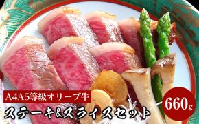 しゃぶまるセット　A4A5等級オリーブ牛ステーキ&スライスセット　660g 372013_CN009