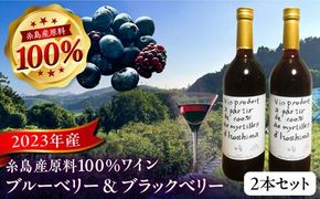 2023年産 糸島産ブルーベリー・ブラックベリーワイン 720ml×2種セット 糸島市 / HYM FARM ワイン ブルーベリー [AHM002] ワイン ブルーベリー ブラックベリー 720ml セット 果実酒 フルーツ