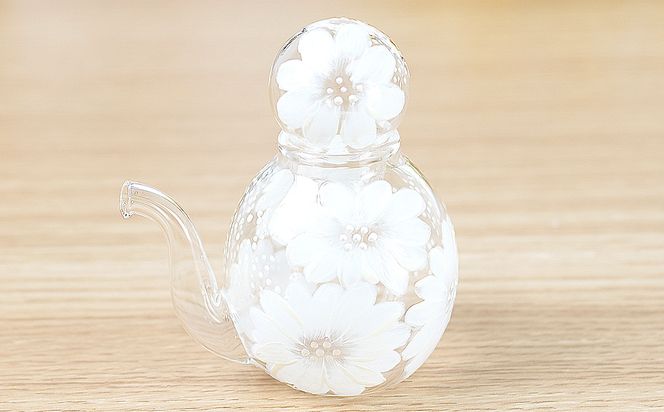 【絵付け手描き】醤油とビネガー入れ「小菊」 筒井啓子作 | 醤油入れ 醤油差し しょうゆ しょう油 酢 硝子 食器 おしゃれ 一点もの