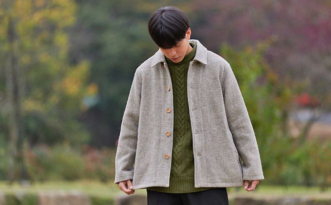 ツイード コート メンズ フリーサイズ 国産 岡山 ウール アルパカ 服 ファッション アウター 