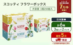 ティッシュ スコッティ フラワーボックス 6箱 ( 3箱 × 2パック )