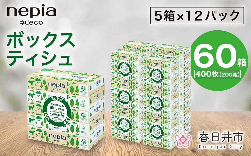 ネピア ネピecoティシュ200組 5箱×12パック