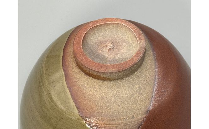 虫明焼 柿灰釉掛分茶碗(黒井博史 作) 工芸品 食器 茶碗 お茶碗