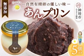 本間農園の無添加あんプリン5個セット 【スイーツ 平飼い 無添加 有精卵 ミルン牧場 牛乳 プリン県 プリンマップ】(H073114)