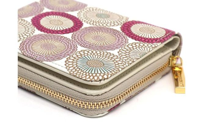 【文庫屋大関】二つ折りファスナーミニ財布 笠菊＜桃花＞【皮革工芸品】財布 二つ折り 小物 お札 カード 小銭 コンパクト 牛革 手作り 日本製 墨田区 東京都