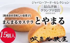 【射水の美味しいお菓子】放生若狭屋 まんまるカステラ とやまる 15個入（イナガキヤストデザイン） ※離島への配送不可