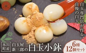 「白玉屋新三郎」の白玉小鉢 6種 12個セット 熊本県氷川町産《30日以内に出荷予定(土日祝除く)》熊本県 氷川町 もち米 餅米 白玉 お菓子 和菓子 きな粉 黒みつ みたらし 胡麻みつ 抹茶みつ つぶあん お取り寄せ スイーツ デザート---hkw_sts_3_12p---
