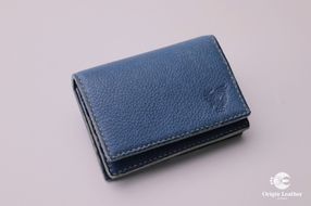 【職人手縫い】和歌山日本鹿革名刺入れ　青龍（青色）AJ005