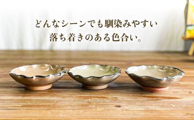 菊皿 3枚セット 糸島市 / 唐津焼 高麗窯【いとしまごころ】 焼き物 食器[AOZ013]