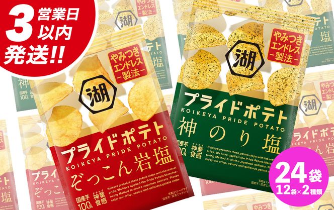 【最短3営業日！スピード発送】 湖池屋 プライドポテト55g 2種類 詰め合わせ セット ポテチ お菓子 おかし スナック ポテトチップス のり塩 塩 ポテト 数量限定 まとめ買い