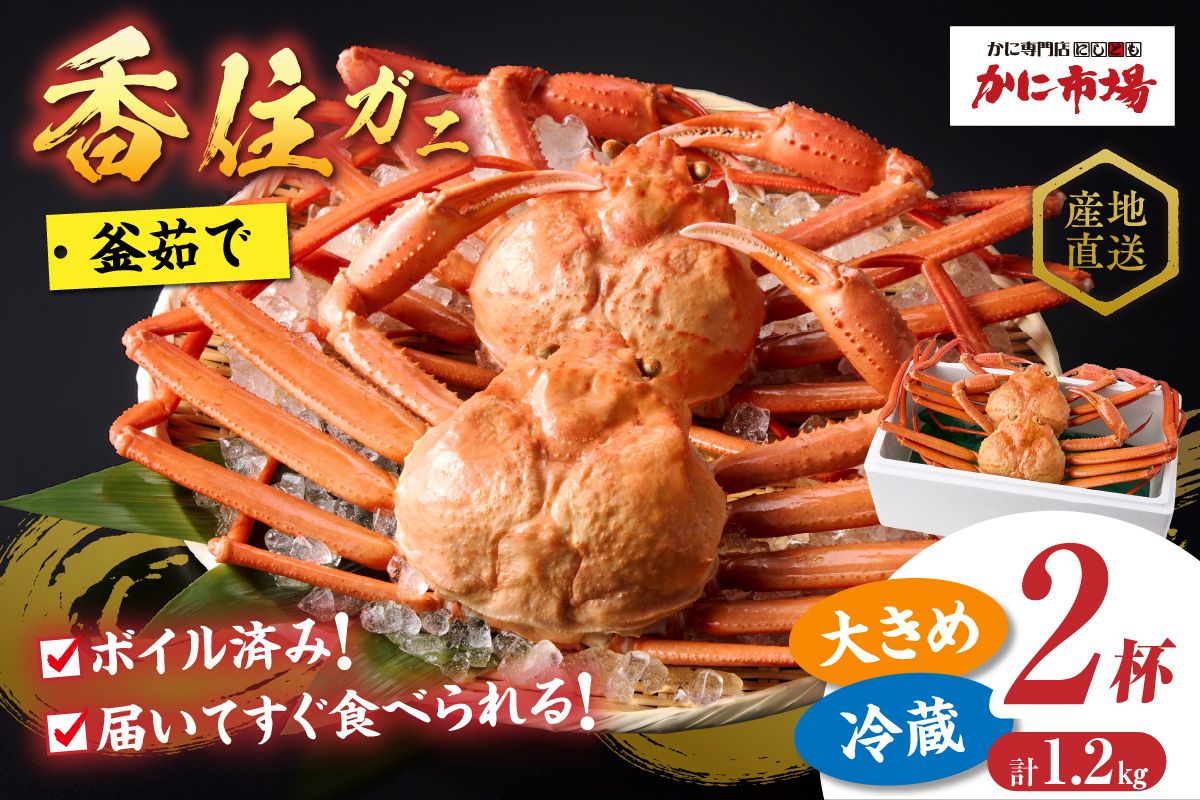 [先行予約][香住ガニ 釜茹で ボイル 大きめ 約600g×2匹(約1.2kg以上)冷蔵]令和7年9月中旬以降順次発送予定 大人気 人気 ランキング ふるさと納税 返礼品 おすすめ 国産 しゃぶ かにみそ かにすき かに鍋 カニの本場 香住 兵庫県 香美町 注意書きの確認を必ずお願いします ベニズワイガニ かに 蟹 むき身 爪 脚 日本海フーズ 16000円 07-01