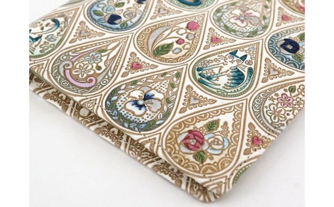 【文庫屋大関】パーソナルホルダー　花と猫＜インディゴ＞【皮革工芸品】 民芸品 雑貨 日用品 文房具 革小物 革製品 ファイル ケース 