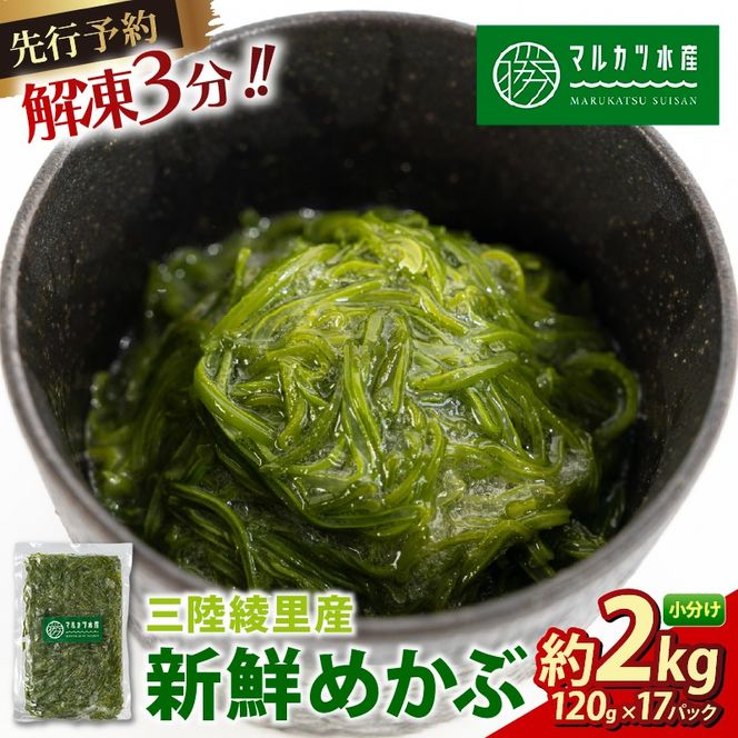 【先行予約】 めかぶ 2kg(120g×17) 冷凍 ゆで切り TVで紹介 三陸 漁師 小分け 惣菜 海藻 海産物 味噌汁 ごはん 夕飯 おかず 個包装 海藻 三陸 三陸産 雌株 無添加 岩手県 国産 大船渡