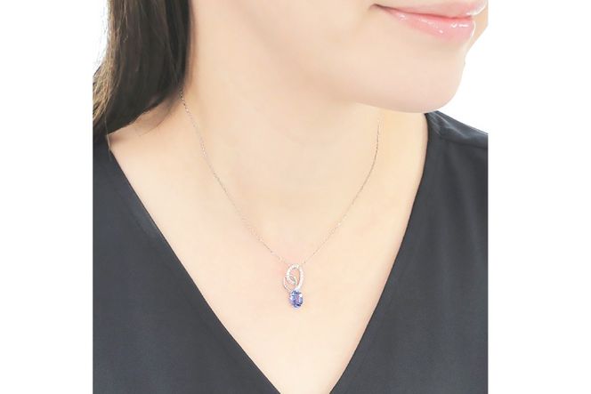 ペンダント ネックレス PT900 プラチナ 0.18ct ダイヤモンド タンザナイト 大粒 オーバル 誕生石 華やか ハート 大ぶり ダイヤ ジュエリー 【f274-ta-pt】 [オーダーメイドジュエリーメイ 山梨県 韮崎市 20745060]