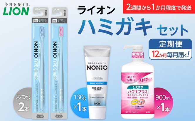 【定期便 毎月 12か月】LION ハミガキセット 142069_CR006