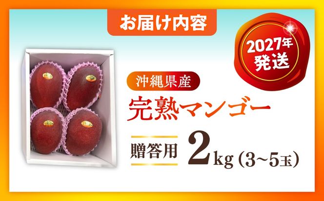 【先行予約】【優秀賞受賞】沖縄県産 完熟マンゴー 贈答用 2kg (3〜5玉) マンゴー 沖縄 果物 フルーツ ギフト 沖縄市 / MAIFARM[BCAN002]