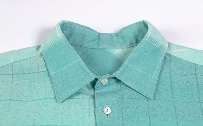 サマーシャツ　（ブルーグリーングラデーション / メンズ）琉球織物 両面浮花織 ファッション フォーマル カジュアル 冠婚葬祭 / 沖縄市 FABRIC SHOP MINAMI[BCCS008]