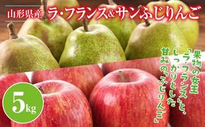 FYN9-384 ≪2026年先行予約≫山形県産 ラ・フランス サンふじりんご 詰合せ 5kg 2026年11月中旬から順次発送 洋梨 ラフランス 林檎 りんご リンゴ 秋果実 果物 くだもの フルーツ 食べ比べ 自宅用 家庭用 産地直送 山形県 西川町 月山